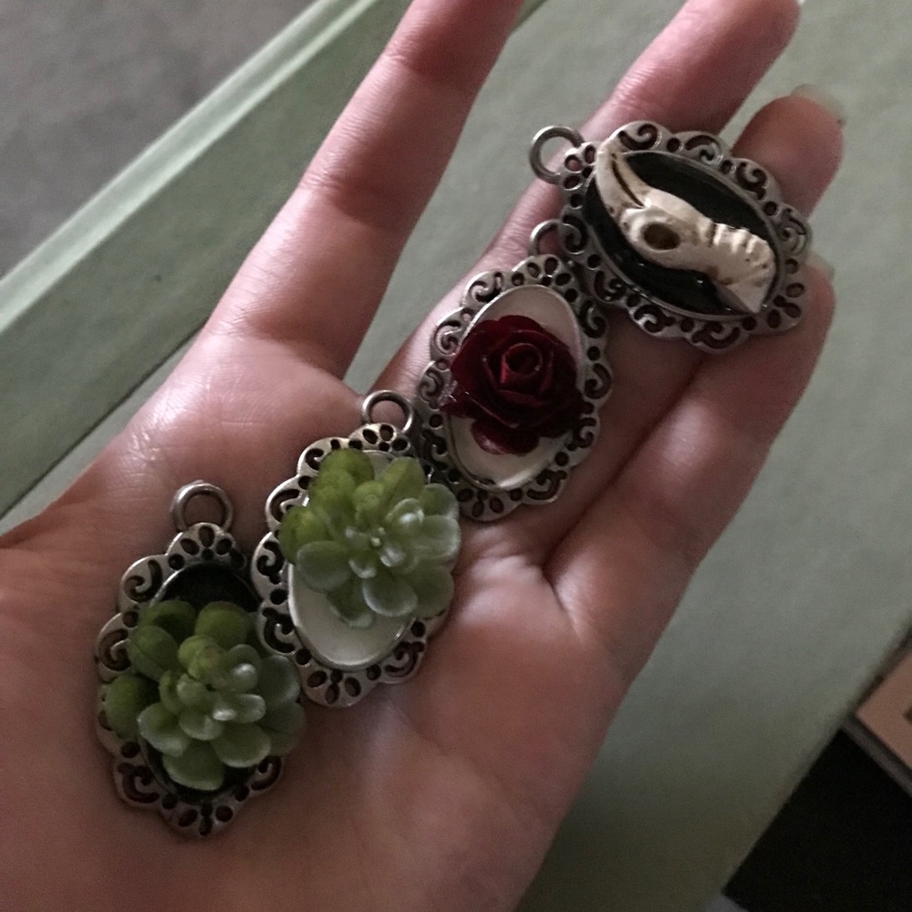 Succulent gothic pendants